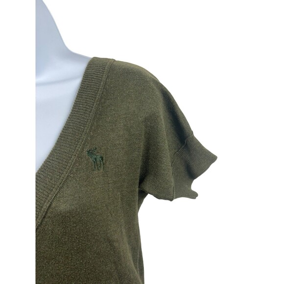 Y2K Abercrombie & Fitch Deep V-neck Short Sleeve Longer Length M Sweater READ - Picture 6 of 11